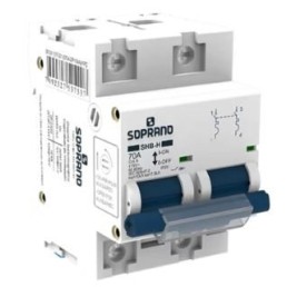 Disjuntor Din Bipolar 70A 10kA Curva C SHB-H Soprano - INSTRUFIBER