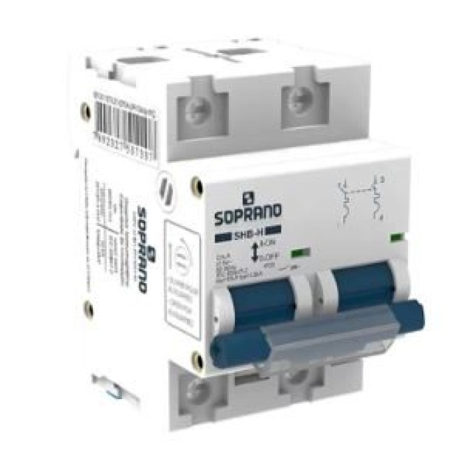 Disjuntor Din Bipolar 80A 10kA Curva C SHB-H Soprano - INSTRUFIBER