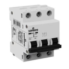Disjuntor Din Tripolar 10A 3kA Curva C SHB Soprano - INSTRUFIBER