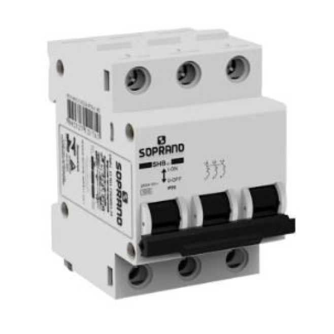 Disjuntor Din Tripolar 16A 3kA Curva C SHB Soprano - INSTRUFIBER
