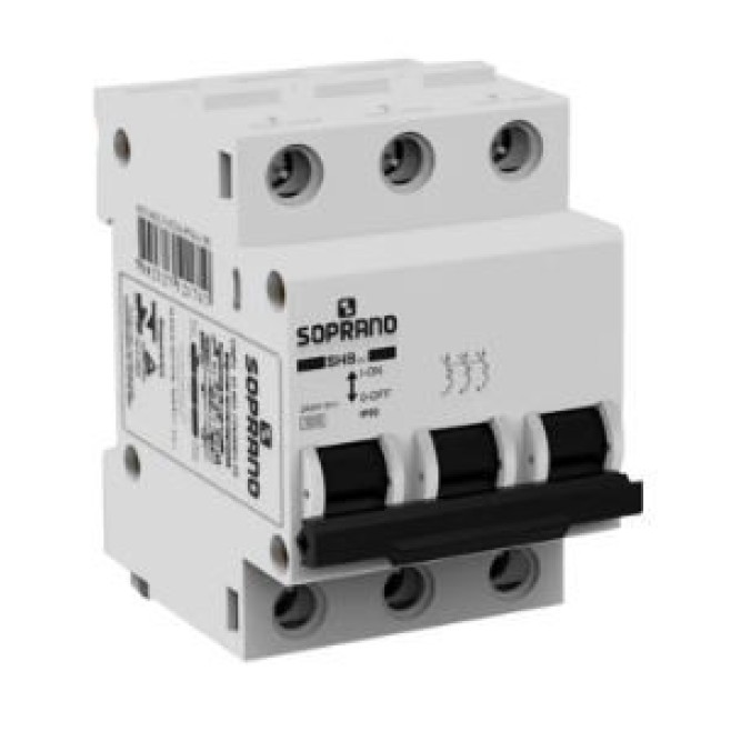 Disjuntor Din Tripolar 32A 3kA Curva C SHB Soprano - INSTRUFIBER