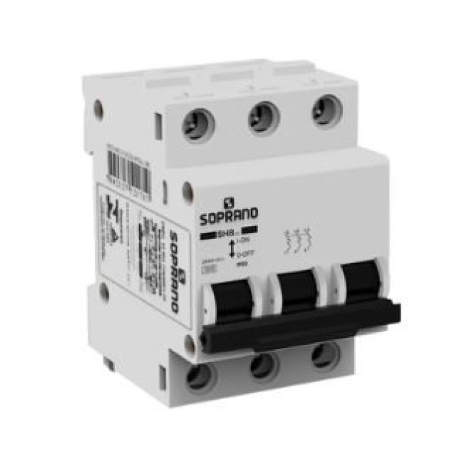 Disjuntor Din Tripolar 40A 3kA Curva C SHB Soprano - INSTRUFIBER