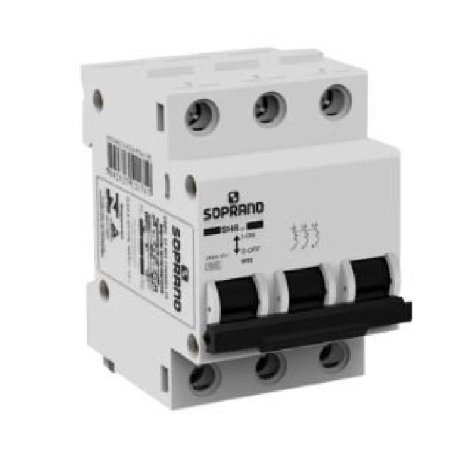 Disjuntor Din Tripolar 50A 3kA Curva C SHB Soprano - INSTRUFIBER