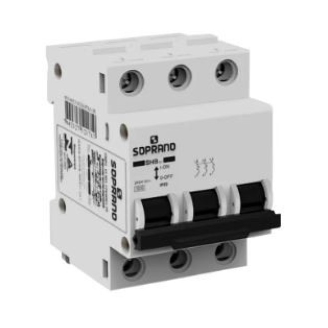 Disjuntor Din Tripolar 63A 3kA Curva C SHB Soprano - INSTRUFIBER