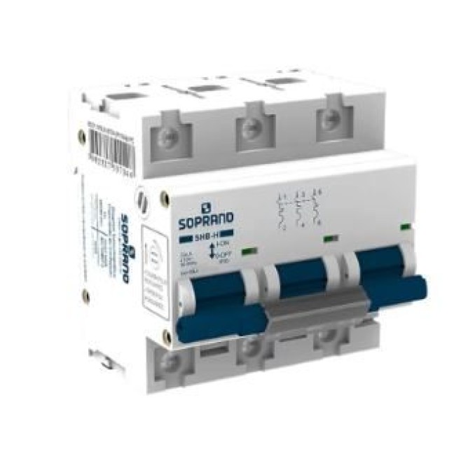 Disjuntor Din Tripolar 70A 10kA Curva C SHB-H Soprano - INSTRUFIBER