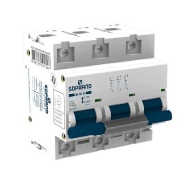 Disjuntor Din Tripolar 80A 10kA Curva C SHB-H Soprano - INSTRUFIBER