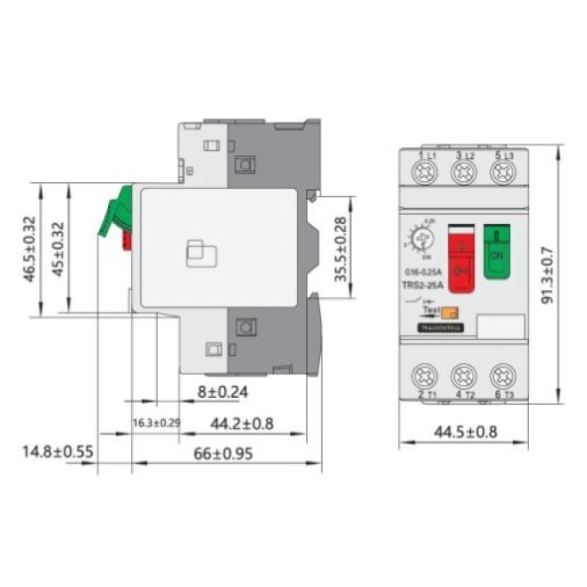 Disjuntor Motor 1 ~ 1.6A Tramontina TRS2-25 - INSTRUFIBER