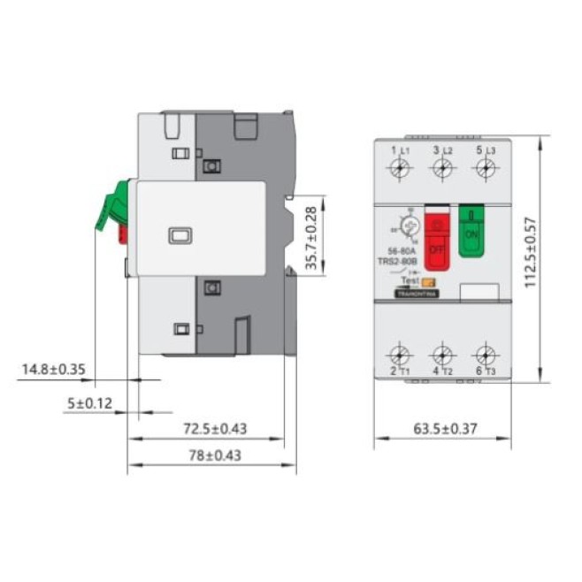 Disjuntor Motor 40 ~ 63A Tramontina TRS2-80B - INSTRUFIBER