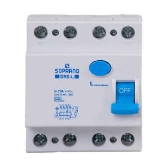 IDR - Interruptor Diferencial Residual 4P 25A 30mA Soprano - INSTRUFIBER