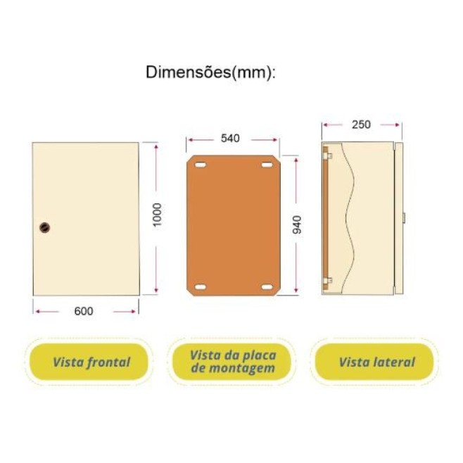 Quadro de Comando 100X60X25cm Com Flange Andaluz - INSTRUFIBER