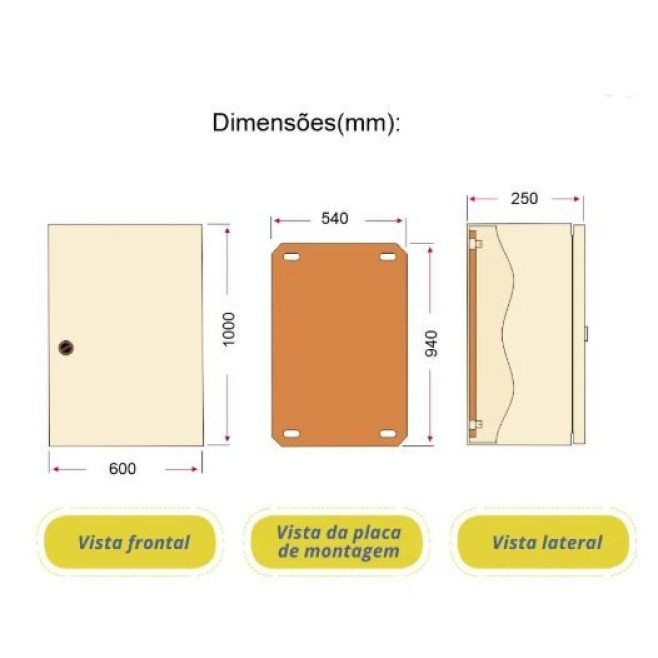 Quadro de Comando 100X60X25cm Sem Flange Andaluz - INSTRUFIBER