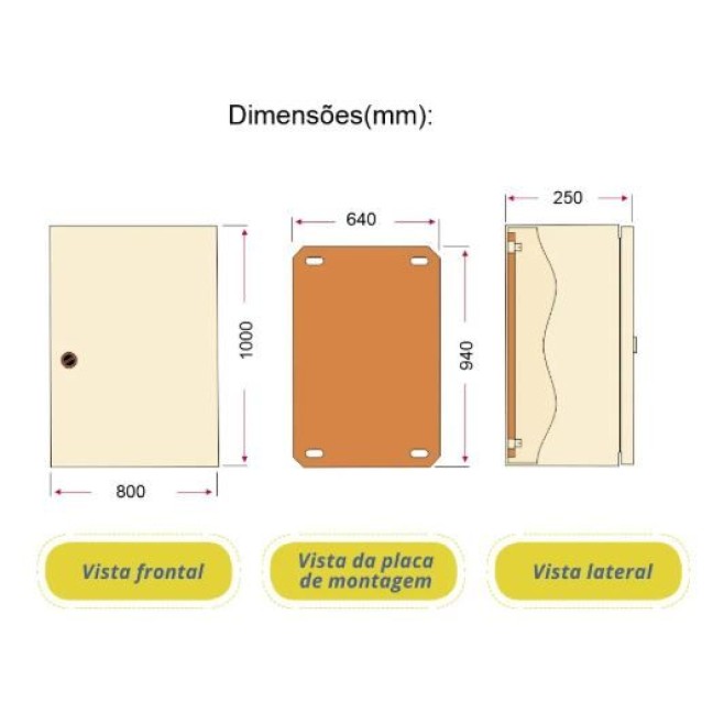 Quadro de Comando 100X80X25cm Sem Flange Andaluz - INSTRUFIBER