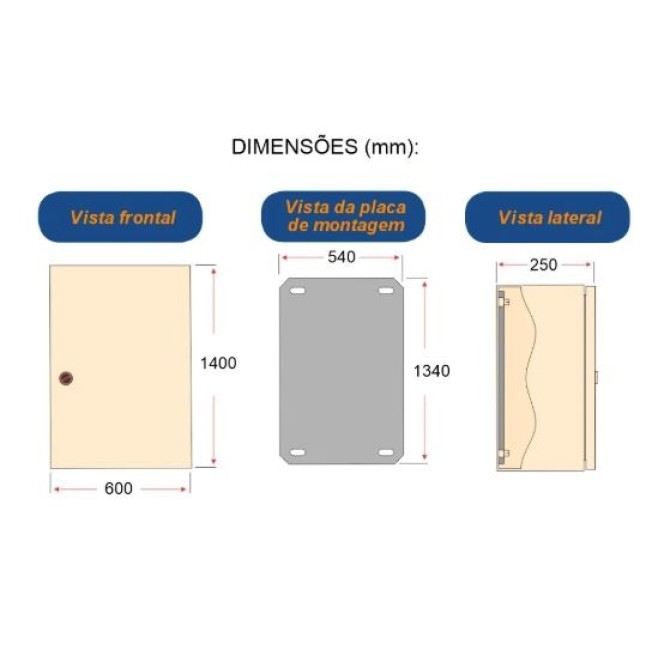 Quadro de Comando 140X60X25cm Sem Flange Lukbox - INSTRUFIBER