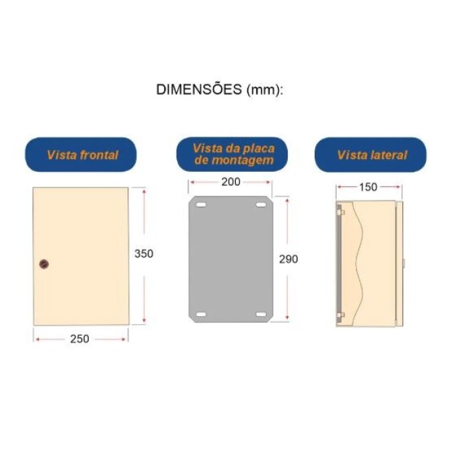 Quadro de Comando 35X25X15cm Sem Flange Lukbox - INSTRUFIBER