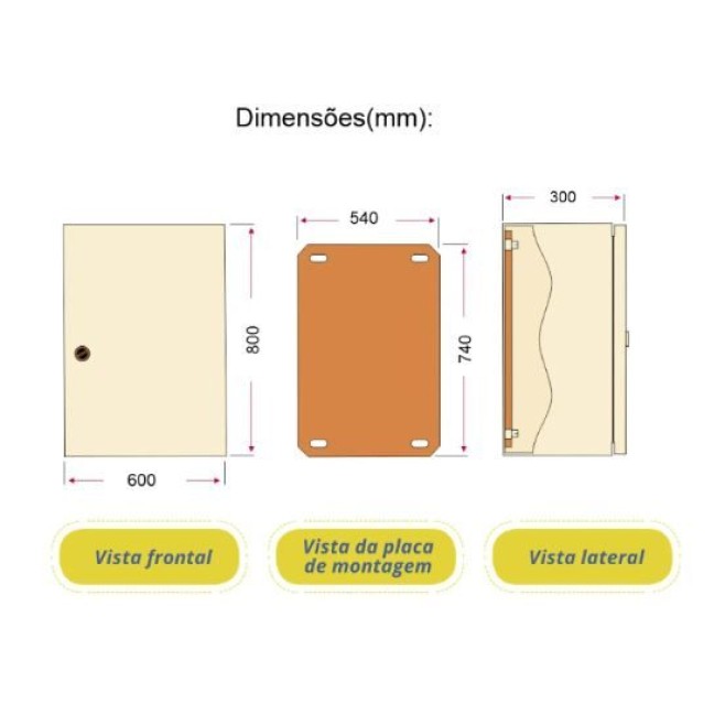Quadro de Comando 80X60X30cm Sem Flange Andaluz - INSTRUFIBER