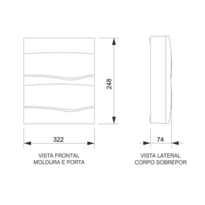 Quadro de Distribuição 12/08 Disjuntores Sobrepor Brum - INSTRUFIBER