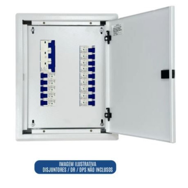 Quadro de Distribuição 15 Din + Geral c/ Barramento Trifásico 80A - Embutir - INSTRUFIBER