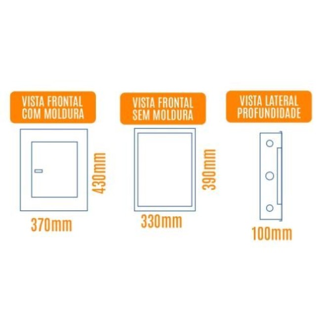 Quadro de Distribuição 15 Din + Geral c/ Barramento Trifásico 80A - Embutir - INSTRUFIBER