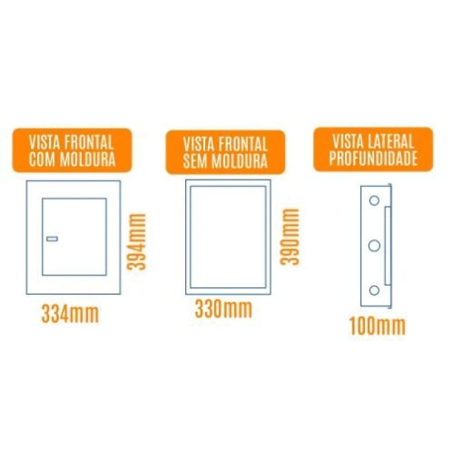 Quadro de Distribuição 15 Din + Geral c/ Barramento Trifásico 80A - Sobrepor - INSTRUFIBER