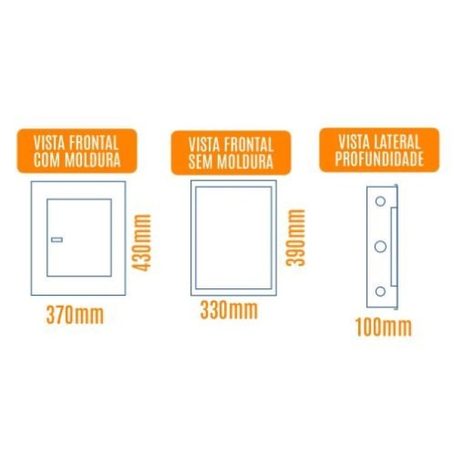 Quadro de Distribuição 16 Din + Geral c/ Barramento Bifásico 80A - Embutir - INSTRUFIBER