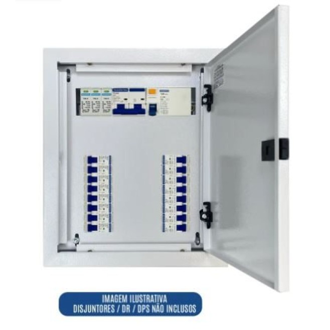 Quadro de Distribuição 16 Din + Geral c/ Barramento Bifásico 100A - Sobrepor - INSTRUFIBER