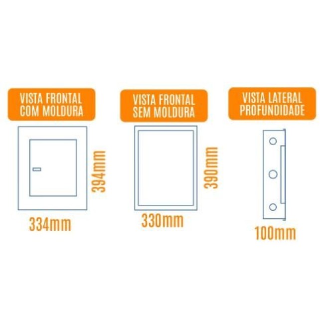 Quadro de Distribuição 16 Din + Geral c/ Barramento Bifásico 100A - Sobrepor - INSTRUFIBER