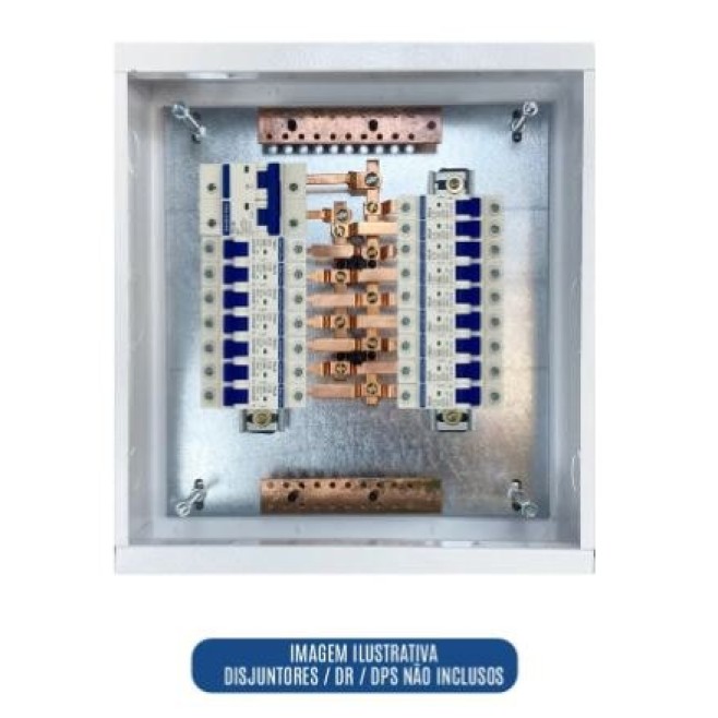 Quadro de Distribuição 16 Din + Geral c/ Barramento Bifásico 80A - Sobrepor - INSTRUFIBER