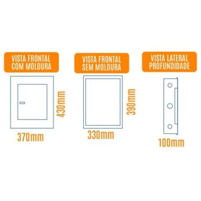 Quadro de Distribuição 16 Din + Geral c/ Barramento Trifásico 100A - Embutir - INSTRUFIBER