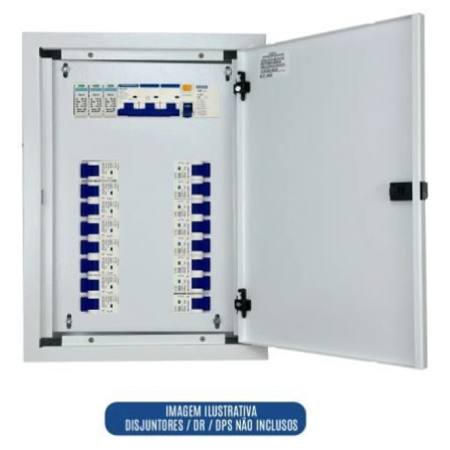 Quadro de Distribuição 16 Din + Geral c/ Barramento Trifásico 100A - Sobrepor - INSTRUFIBER