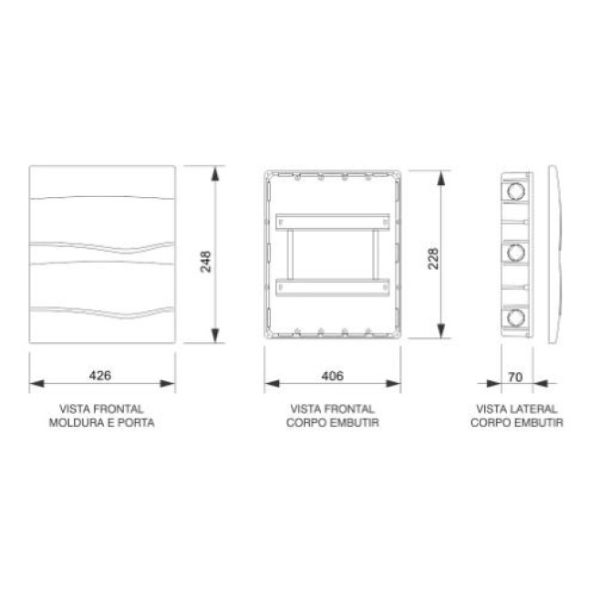Quadro de Distribuição 18/12 Disjuntores Embutir Brum - INSTRUFIBER