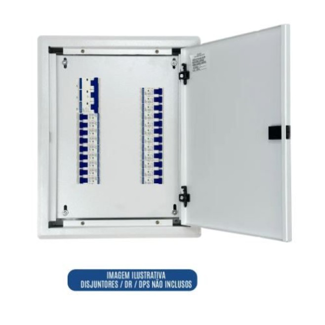 Quadro de Distribuição 21 Din + Geral c/ Barramento Trifásico 80A - Embutir - INSTRUFIBER