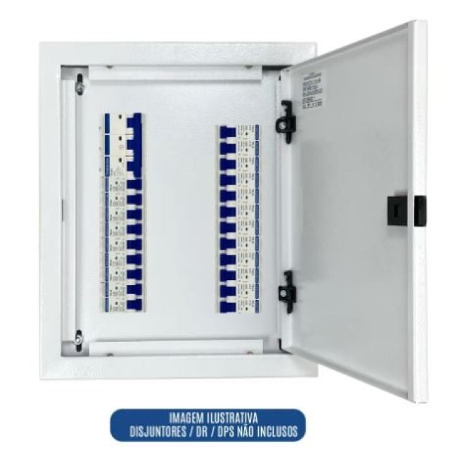 Quadro de Distribuição 21 Din + Geral c/ Barramento Trifásico 80A - Sobrepor - INSTRUFIBER