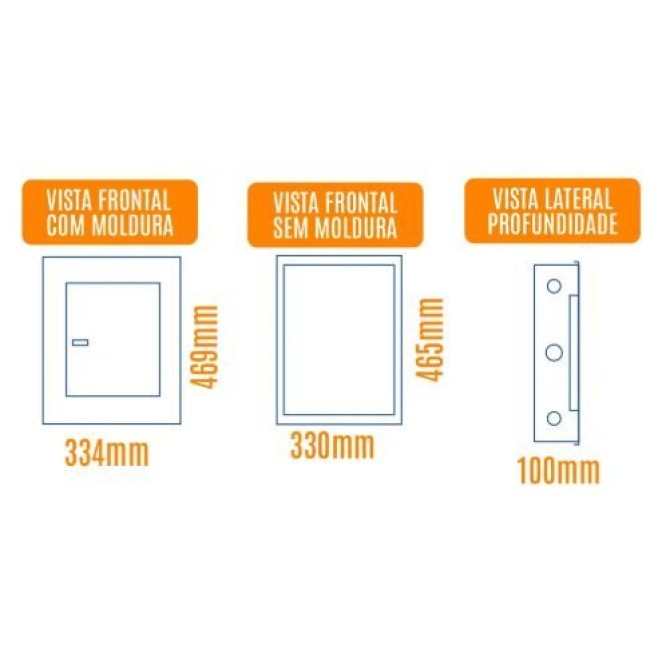 Quadro de Distribuição 21 Din + Geral c/ Barramento Trifásico 80A - Sobrepor - INSTRUFIBER