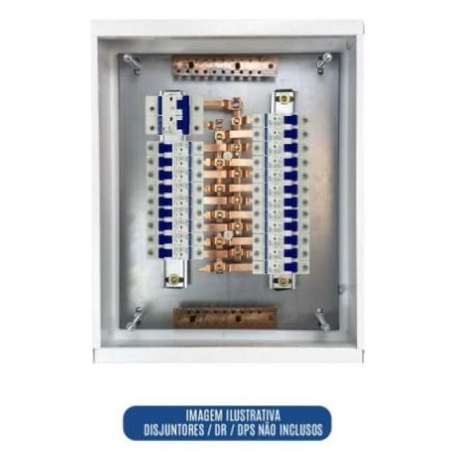 Quadro de Distribuição 22 Din + Geral c/ Barramento Bifásico 80A - Sobrepor - INSTRUFIBER