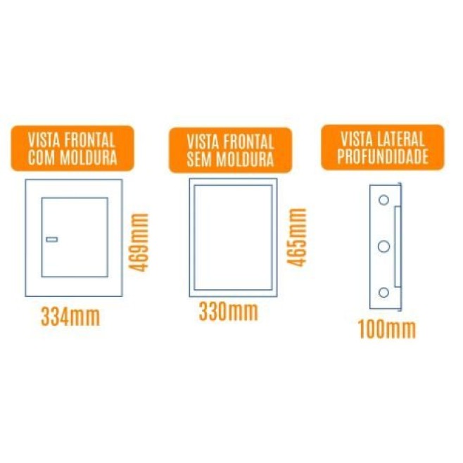Quadro de Distribuição 22 Din + Geral c/ Barramento Bifásico 80A - Sobrepor - INSTRUFIBER