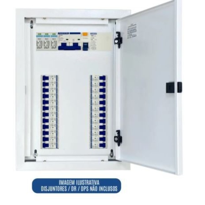 Quadro de Distribuição 24 Din + Geral c/ Barramento Bifásico 100A - Sobrepor - INSTRUFIBER