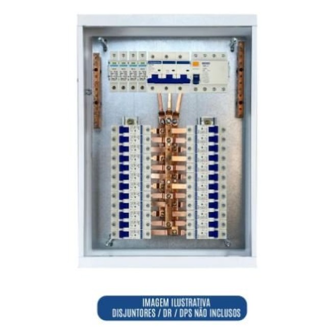 Quadro de Distribuição 24 Din + Geral c/ Barramento Trifásico 100A - Sobrepor - INSTRUFIBER