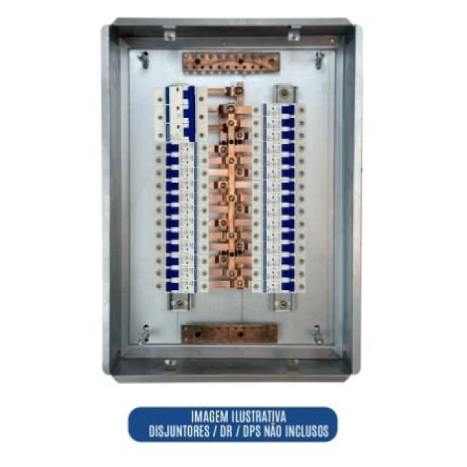 Quadro de Distribuição 27 Din + Geral c/ Barramento Trifásico 80A - Embutir - INSTRUFIBER