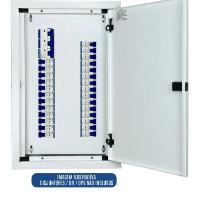 Quadro de Distribuição 27 Din + Geral c/ Barramento Trifásico 80A - Embutir - INSTRUFIBER