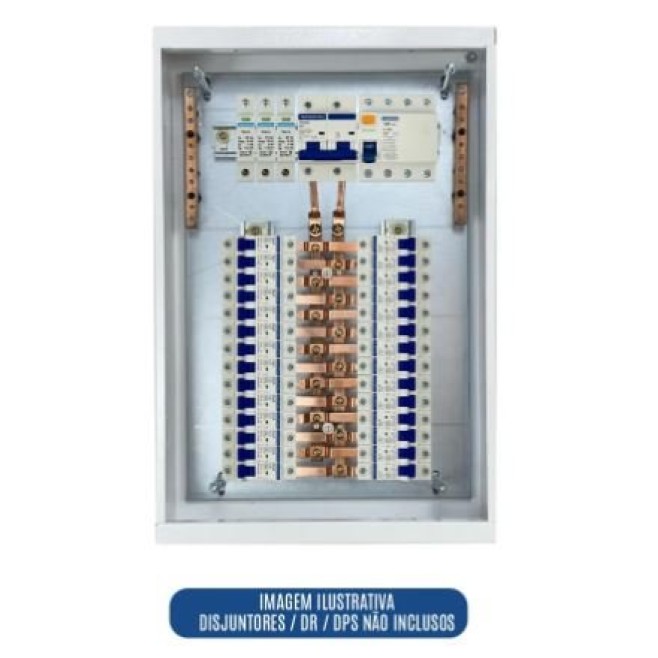Quadro de Distribuição 28 Din + Geral c/ Barramento Bifásico 100A - Sobrepor - INSTRUFIBER