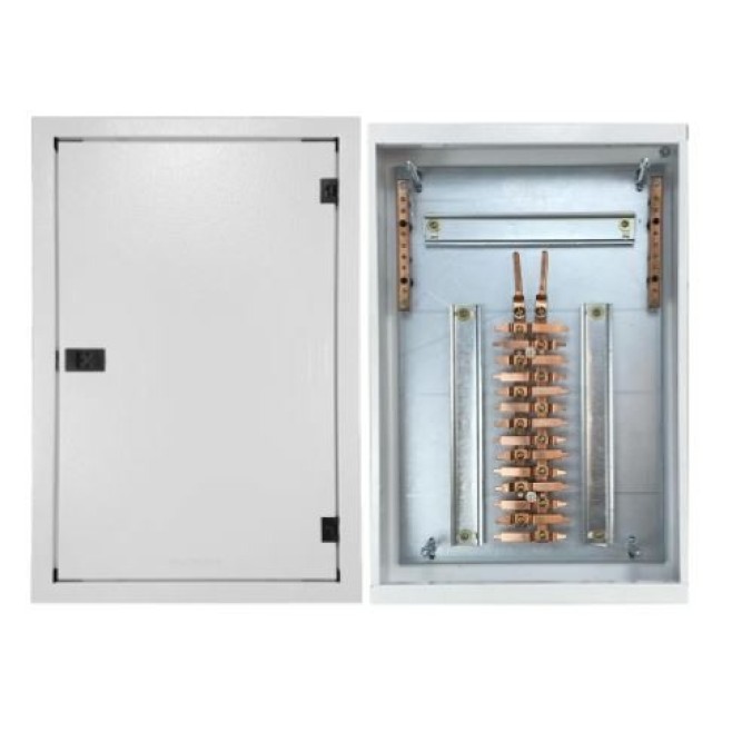 Quadro de Distribuição 28 Din + Geral c/ Barramento Bifásico 100A - Sobrepor - INSTRUFIBER