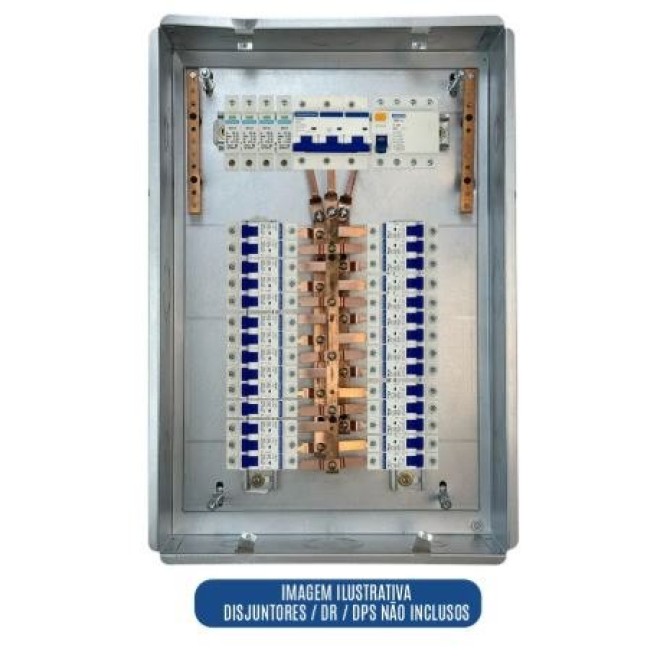 Quadro de Distribuição 28 Din + Geral c/ Barramento Trifásico 100A - Embutir - INSTRUFIBER