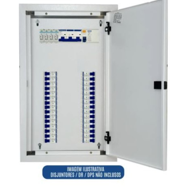 Quadro de Distribuição 28 Din + Geral c/ Barramento Trifásico 100A - Sobrepor - INSTRUFIBER