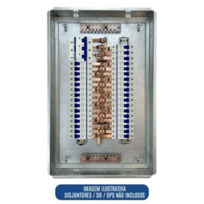Quadro de Distribuição 33 Din + Geral c/ Barramento Trifásico 80A - Embutir - INSTRUFIBER