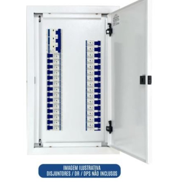 Quadro de Distribuição 33 Din + Geral c/ Barramento Trifásico 80A - Sobrepor - INSTRUFIBER