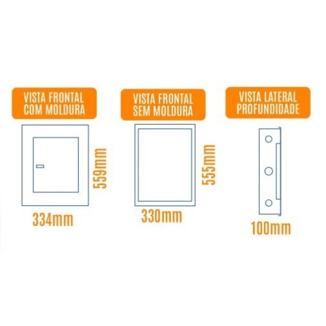 Quadro de Distribuição 33 Din + Geral c/ Barramento Trifásico 80A - Sobrepor - INSTRUFIBER