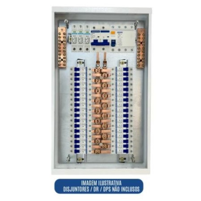 Quadro de Distribuição 34 Din + Geral c/ Barramento Bifásico 100A - Sobrepor - INSTRUFIBER