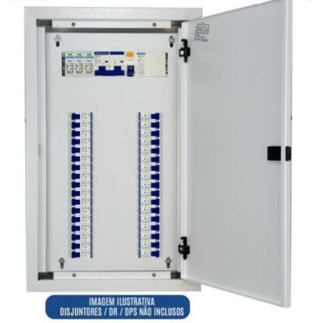 Quadro de Distribuição 34 Din + Geral c/ Barramento Bifásico 100A - Sobrepor - INSTRUFIBER
