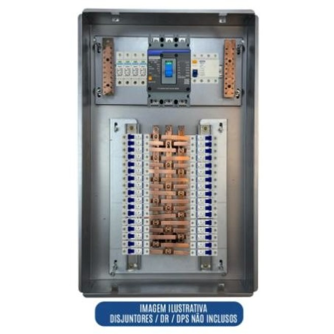 Quadro de Distribuição 34 Din + Geral c/ Barramento Trifásico 150A - Embutir - INSTRUFIBER