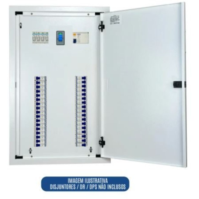 Quadro de Distribuição 34 Din + Geral c/ Barramento Trifásico 150A - Embutir - INSTRUFIBER